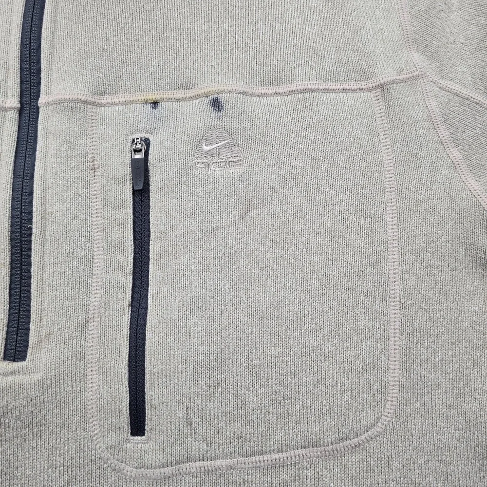 Nike ACG Technical Quarter-Zip Fleece Pullover Sweater Mens Large Beige Outdoors